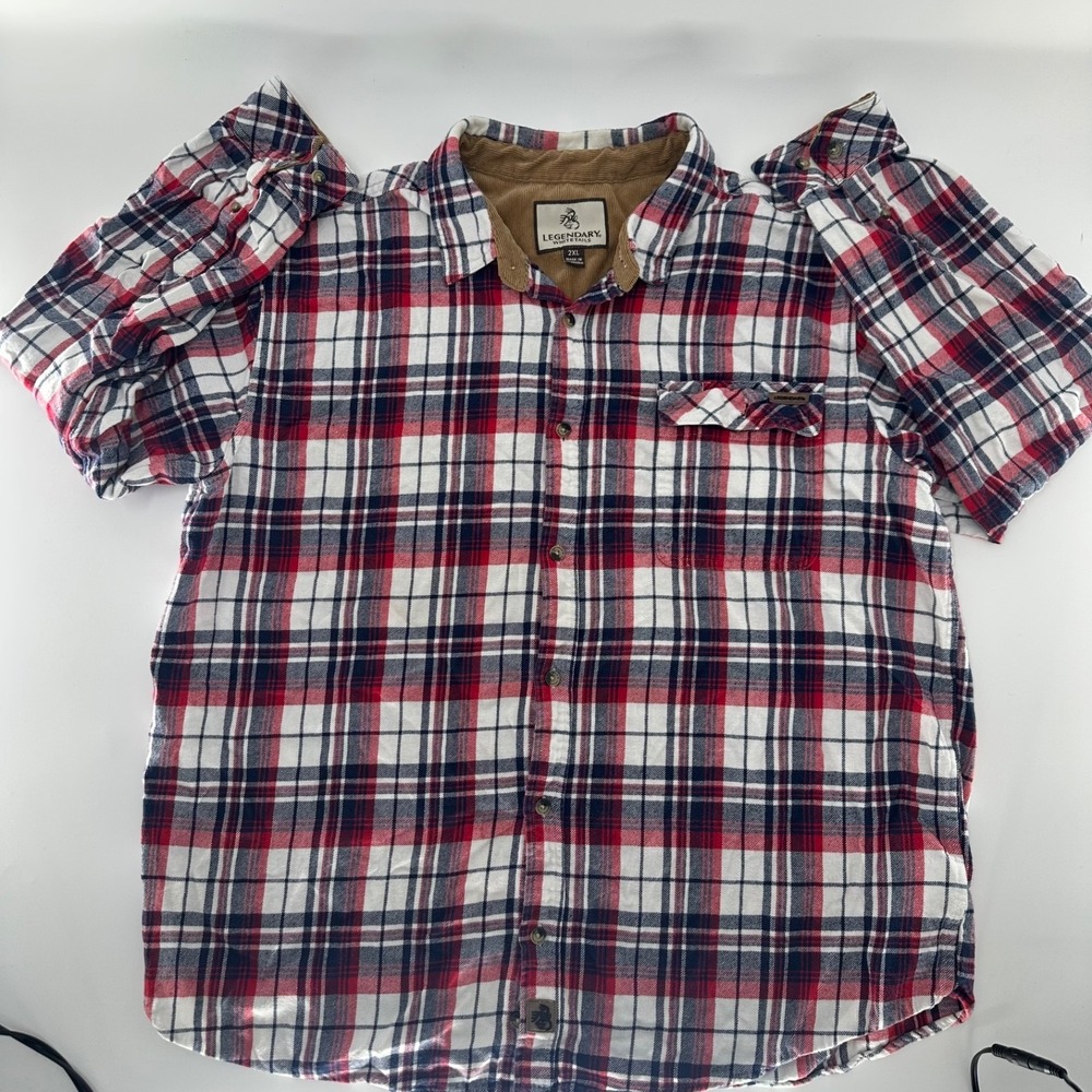 Legendary Whitetails Men's Buck Camp Flannel Shirt 2XL 100%Cotton Plaid Corduroy